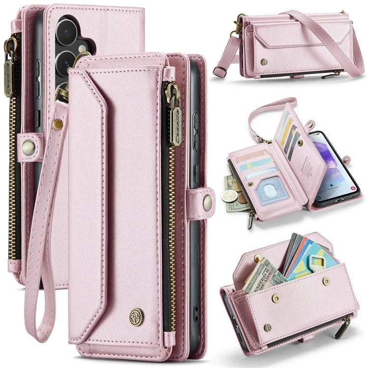 CASEME C36 Series For Samsung Galaxy A55 5G Case PU Leather Phone Purse Bag
