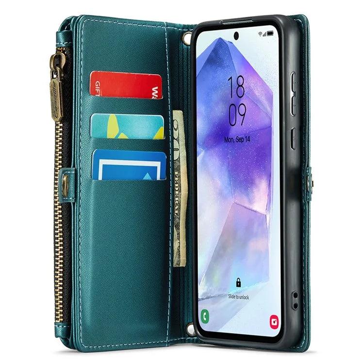 CASEME C36 Series For Samsung Galaxy A55 5G Case PU Leather Phone Purse Bag