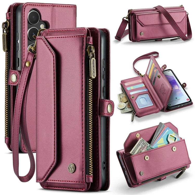 CASEME C36 Series For Samsung Galaxy A55 5G Case PU Leather Phone Purse Bag