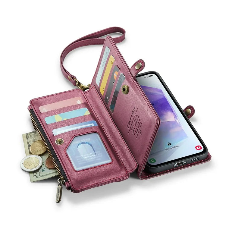 CASEME C36 Series For Samsung Galaxy A55 5G Case PU Leather Phone Purse Bag