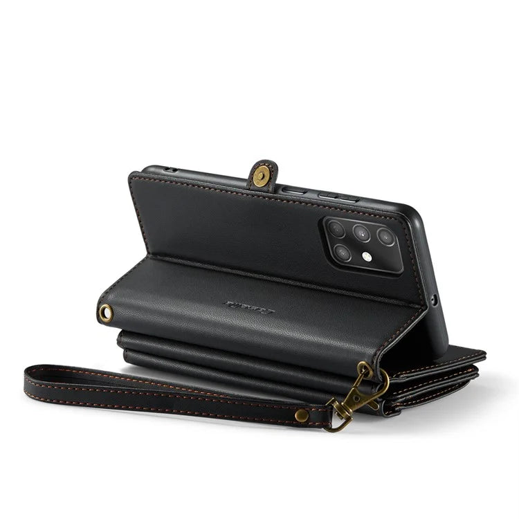 CASEME C36 Series For Samsung Galaxy A71 4G SM-A715 Case PU Leather Wallet Phone Cover with Straps