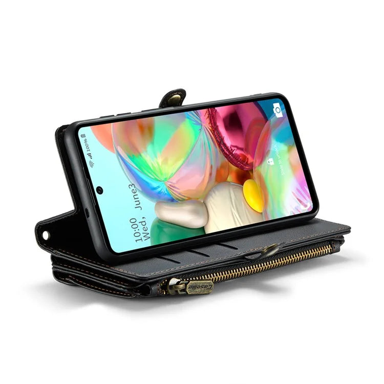 CASEME C36 Series For Samsung Galaxy A71 4G SM-A715 Case PU Leather Wallet Phone Cover with Straps