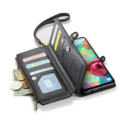 CASEME C36 Series For Samsung Galaxy A71 4G SM-A715 Case PU Leather Wallet Phone Cover with Straps