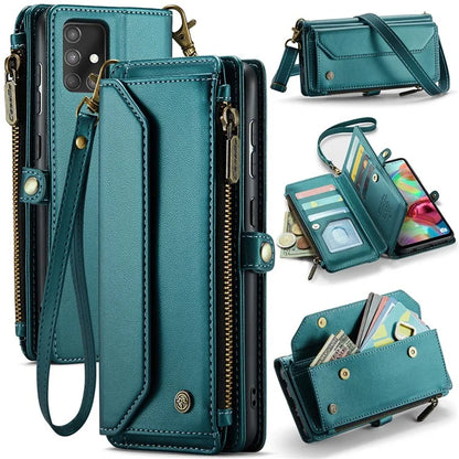 CASEME C36 Series For Samsung Galaxy A71 4G SM-A715 Case PU Leather Wallet Phone Cover with Straps