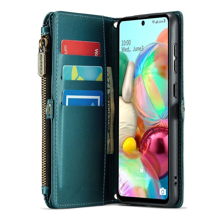CASEME C36 Series For Samsung Galaxy A71 4G SM-A715 Case PU Leather Wallet Phone Cover with Straps