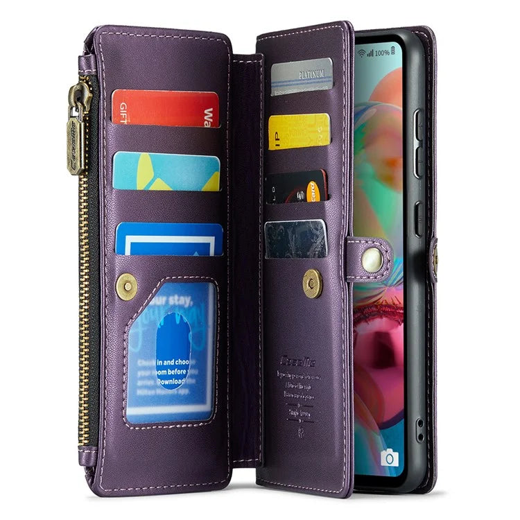 CASEME C36 Series For Samsung Galaxy A71 4G SM-A715 Case PU Leather Wallet Phone Cover with Straps