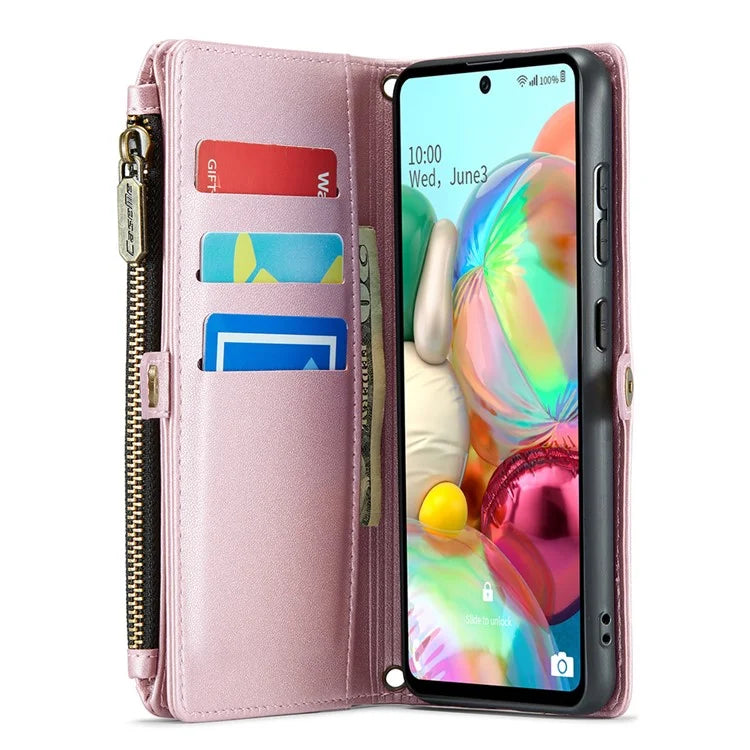 CASEME C36 Series For Samsung Galaxy A71 4G SM-A715 Case PU Leather Wallet Phone Cover with Straps