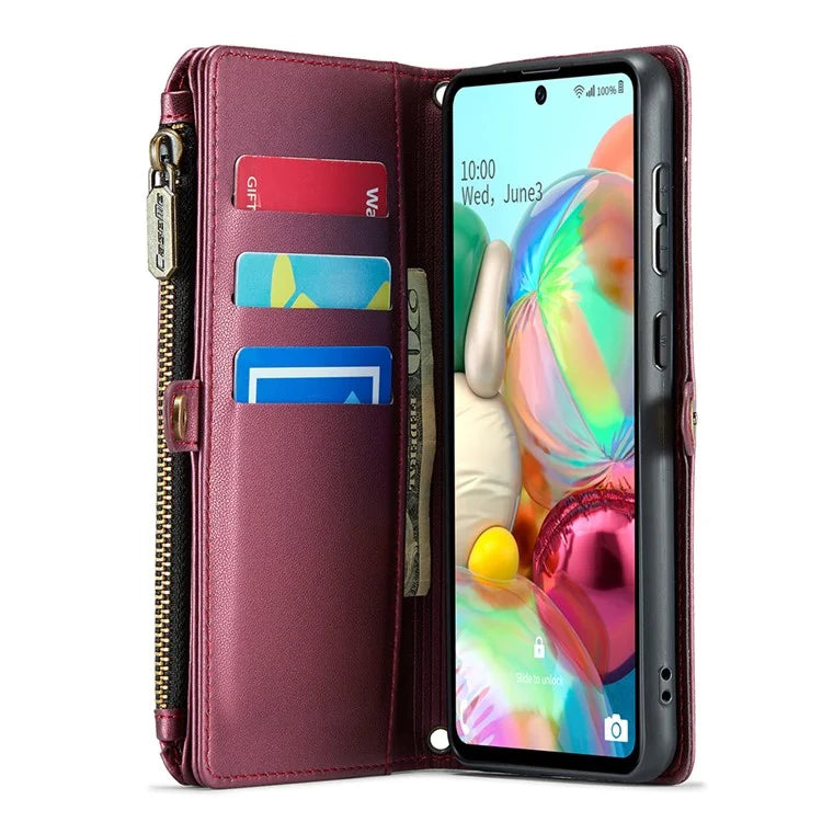 CASEME C36 Series For Samsung Galaxy A71 4G SM-A715 Case PU Leather Wallet Phone Cover with Straps