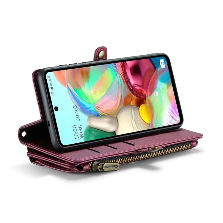 CASEME C36 Series For Samsung Galaxy A71 4G SM-A715 Case PU Leather Wallet Phone Cover with Straps