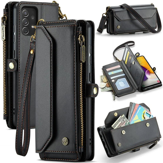 CASEME C36 Series For Samsung Galaxy A72 4G Wallet Case PU Leather Flip Phone Cover with Straps