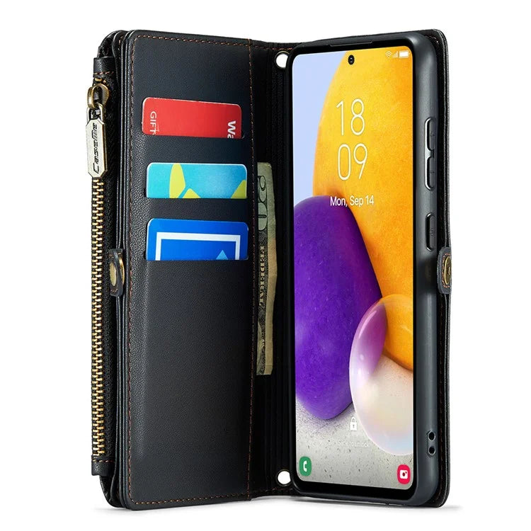 CASEME C36 Series For Samsung Galaxy A72 4G Wallet Case PU Leather Flip Phone Cover with Straps
