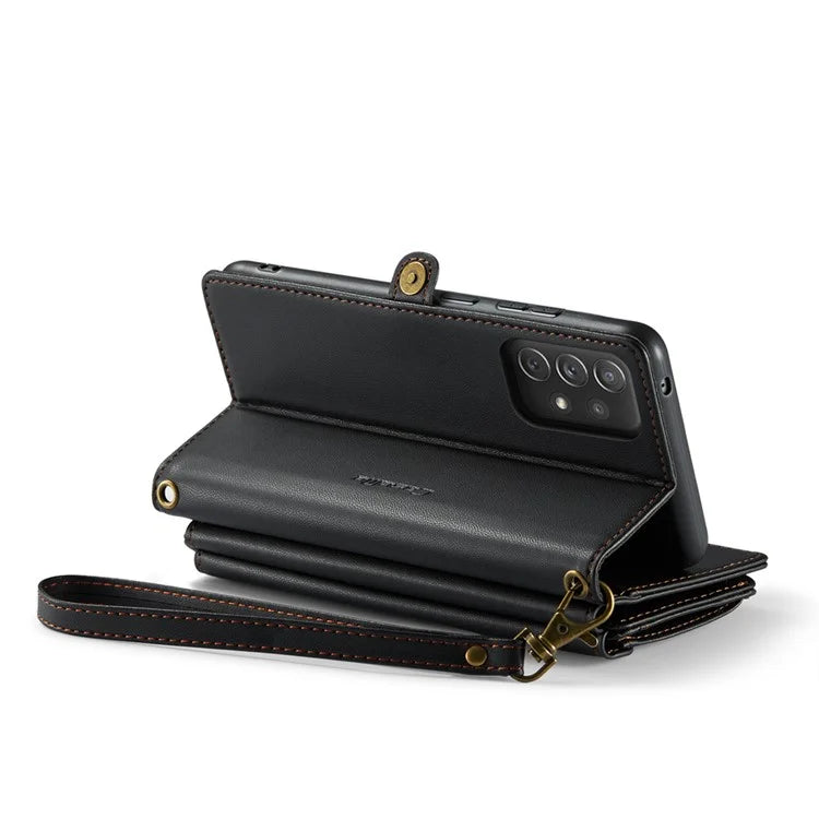 CASEME C36 Series For Samsung Galaxy A72 4G Wallet Case PU Leather Flip Phone Cover with Straps