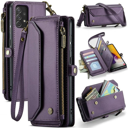 CASEME C36 Series For Samsung Galaxy A72 4G Wallet Case PU Leather Flip Phone Cover with Straps