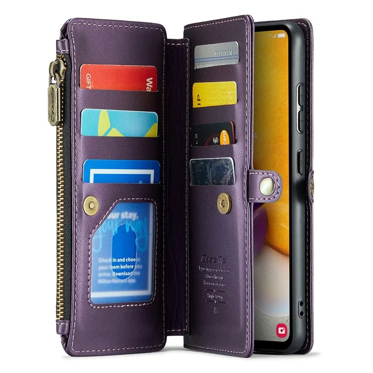 CASEME C36 Series For Samsung Galaxy A72 4G Wallet Case PU Leather Flip Phone Cover with Straps
