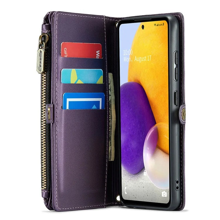 CASEME C36 Series For Samsung Galaxy A72 4G Wallet Case PU Leather Flip Phone Cover with Straps