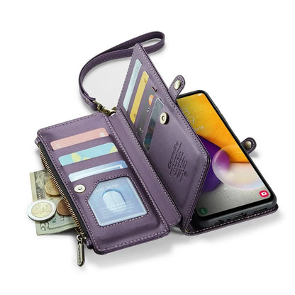 CASEME C36 Series For Samsung Galaxy A72 4G Wallet Case PU Leather Flip Phone Cover with Straps