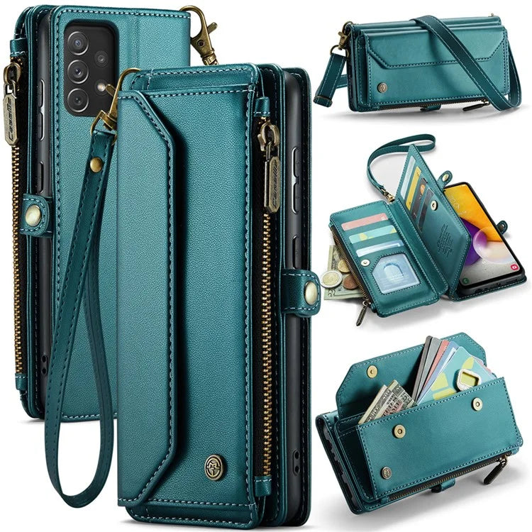 CASEME C36 Series For Samsung Galaxy A72 4G Wallet Case PU Leather Flip Phone Cover with Straps