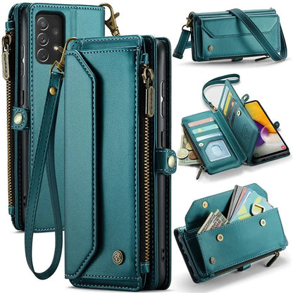 CASEME C36 Series For Samsung Galaxy A72 4G Wallet Case PU Leather Flip Phone Cover with Straps
