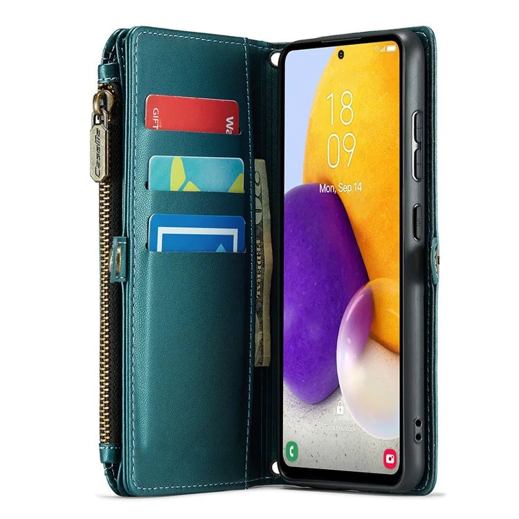 CASEME C36 Series For Samsung Galaxy A72 4G Wallet Case PU Leather Flip Phone Cover with Straps