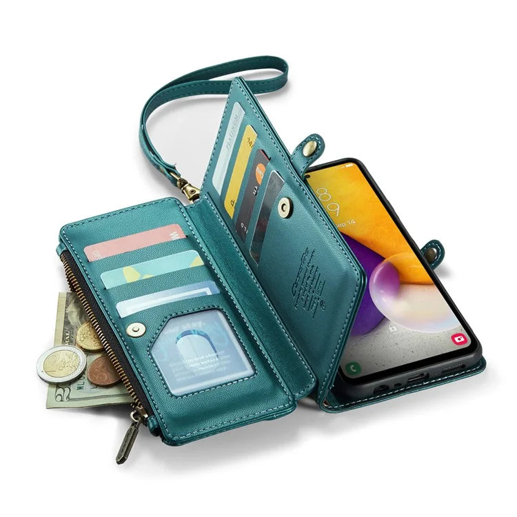 CASEME C36 Series For Samsung Galaxy A72 4G Wallet Case PU Leather Flip Phone Cover with Straps