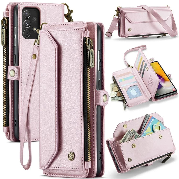CASEME C36 Series For Samsung Galaxy A72 4G Wallet Case PU Leather Flip Phone Cover with Straps
