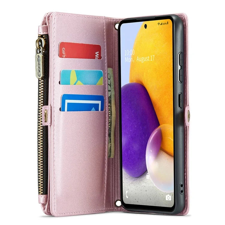 CASEME C36 Series For Samsung Galaxy A72 4G Wallet Case PU Leather Flip Phone Cover with Straps