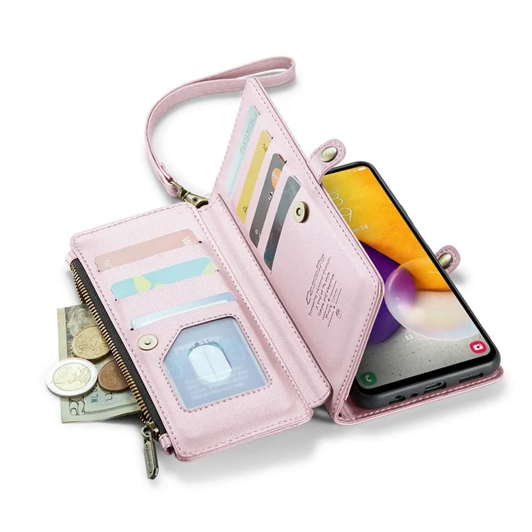CASEME C36 Series For Samsung Galaxy A72 4G Wallet Case PU Leather Flip Phone Cover with Straps