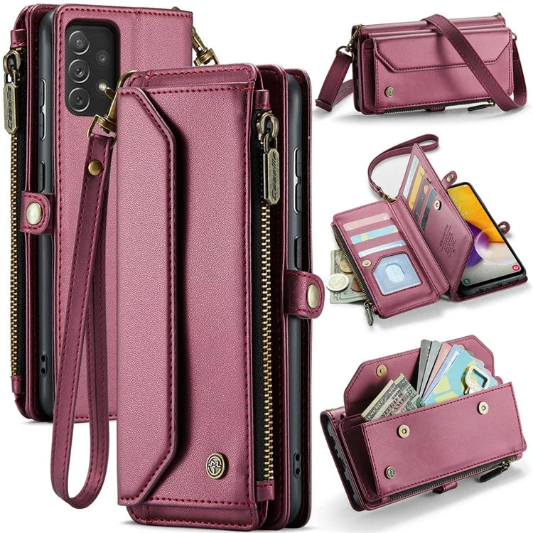 CASEME C36 Series For Samsung Galaxy A72 4G Wallet Case PU Leather Flip Phone Cover with Straps