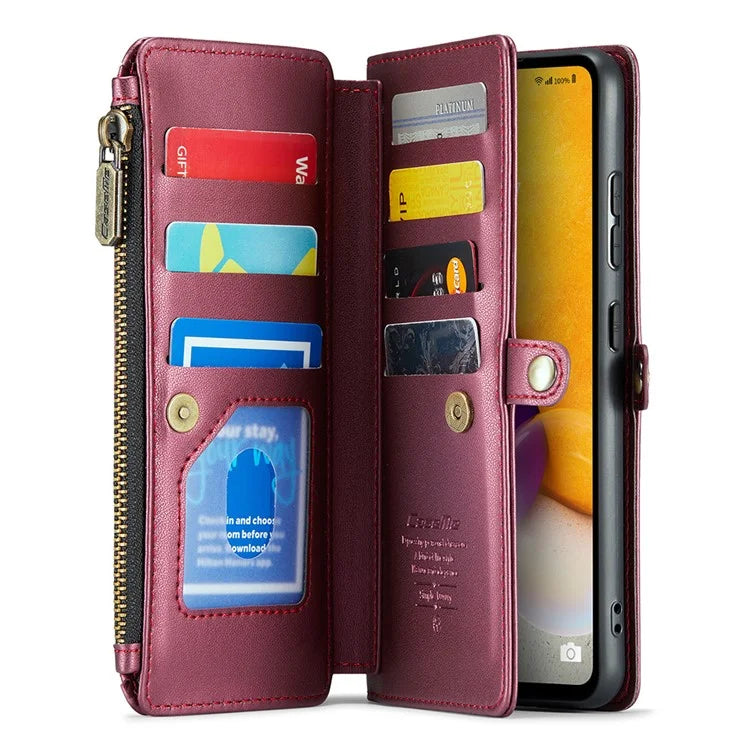 CASEME C36 Series For Samsung Galaxy A72 4G Wallet Case PU Leather Flip Phone Cover with Straps