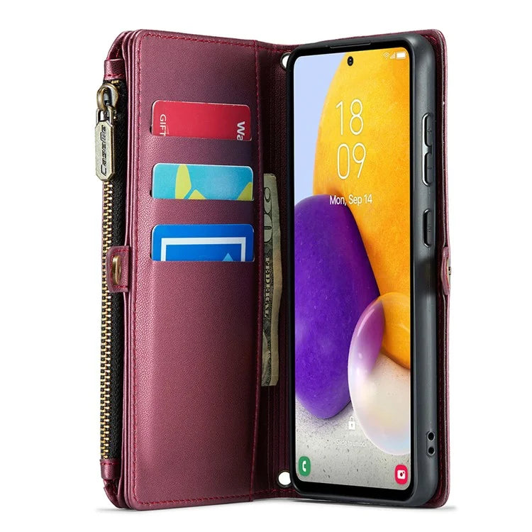 CASEME C36 Series For Samsung Galaxy A72 4G Wallet Case PU Leather Flip Phone Cover with Straps