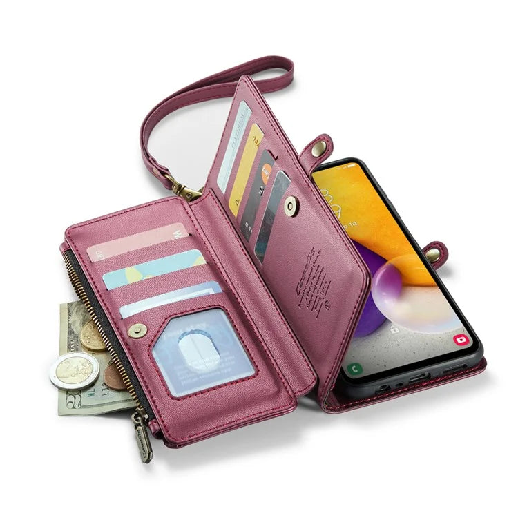 CASEME C36 Series For Samsung Galaxy A72 4G Wallet Case PU Leather Flip Phone Cover with Straps