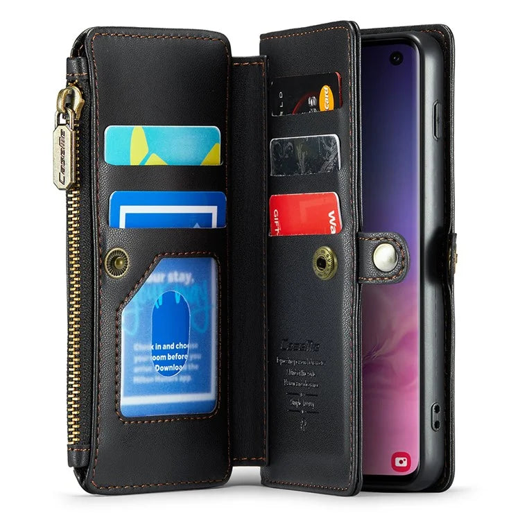 CASEME C36 Series For Samsung Galaxy S10 5G Case RFID Blocking PU Leather Zipper Phone Cover