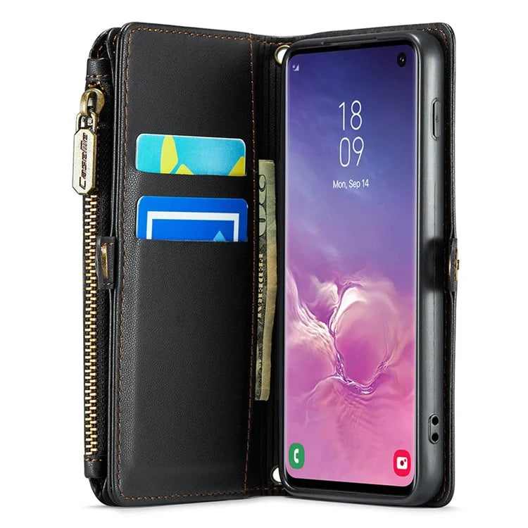 CASEME C36 Series For Samsung Galaxy S10 5G Case RFID Blocking PU Leather Zipper Phone Cover