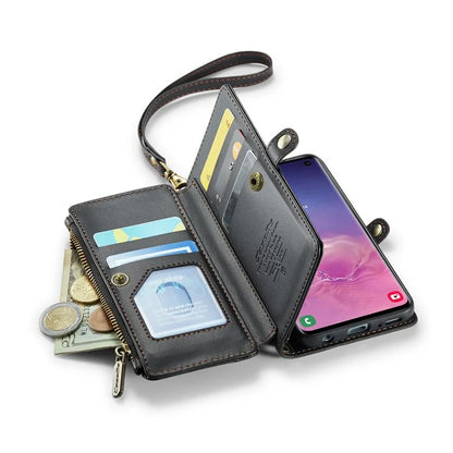 CASEME C36 Series For Samsung Galaxy S10 5G Case RFID Blocking PU Leather Zipper Phone Cover