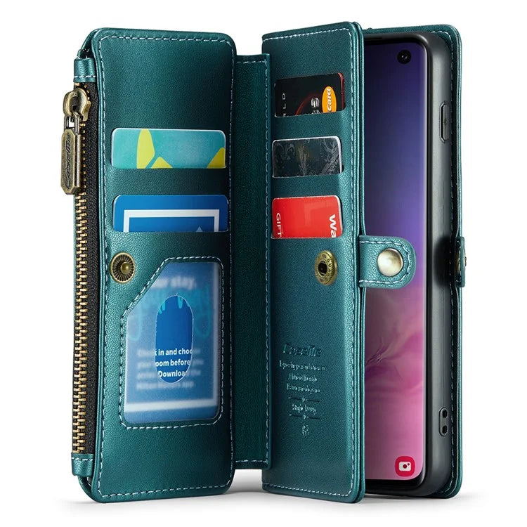 CASEME C36 Series For Samsung Galaxy S10 5G Case RFID Blocking PU Leather Zipper Phone Cover
