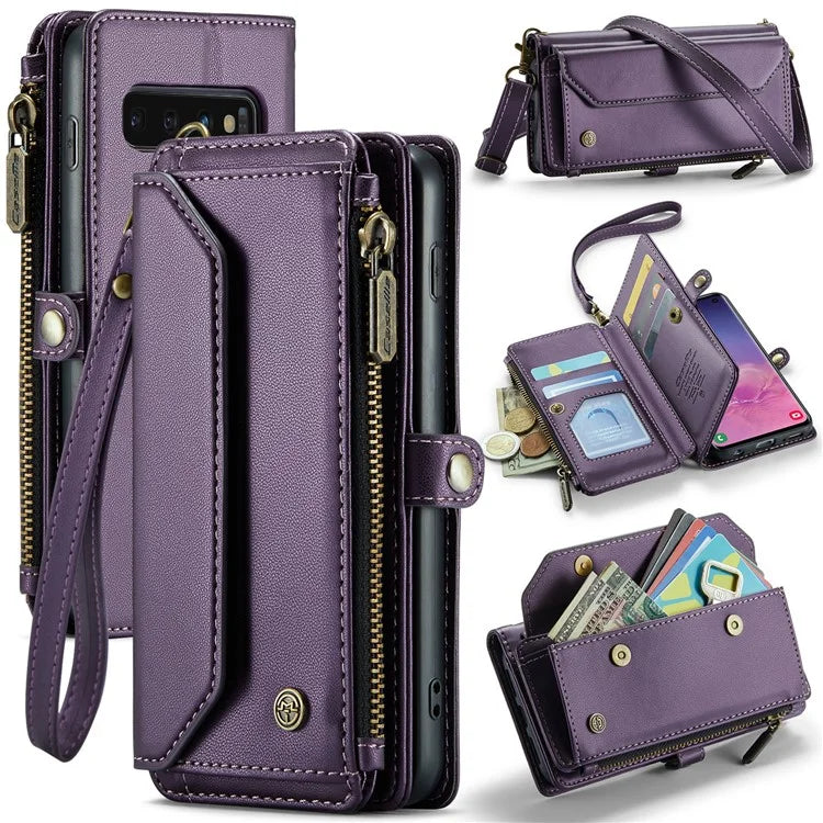 CASEME C36 Series For Samsung Galaxy S10 5G Case RFID Blocking PU Leather Zipper Phone Cover