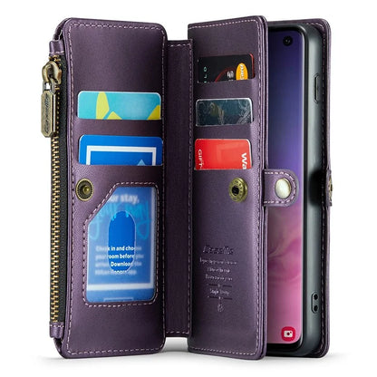 CASEME C36 Series For Samsung Galaxy S10 5G Case RFID Blocking PU Leather Zipper Phone Cover