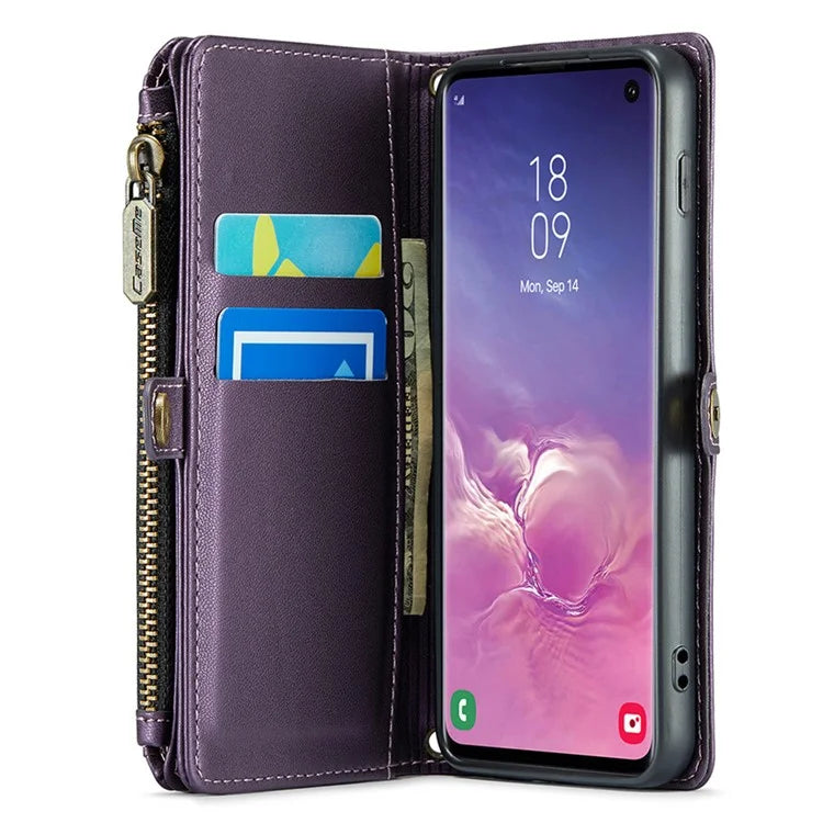 CASEME C36 Series For Samsung Galaxy S10 5G Case RFID Blocking PU Leather Zipper Phone Cover
