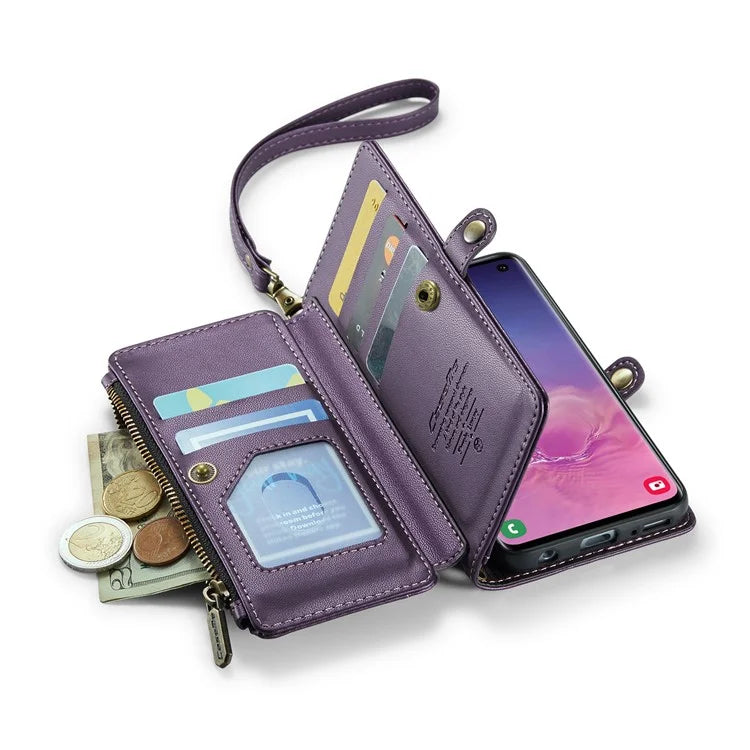 CASEME C36 Series For Samsung Galaxy S10 5G Case RFID Blocking PU Leather Zipper Phone Cover