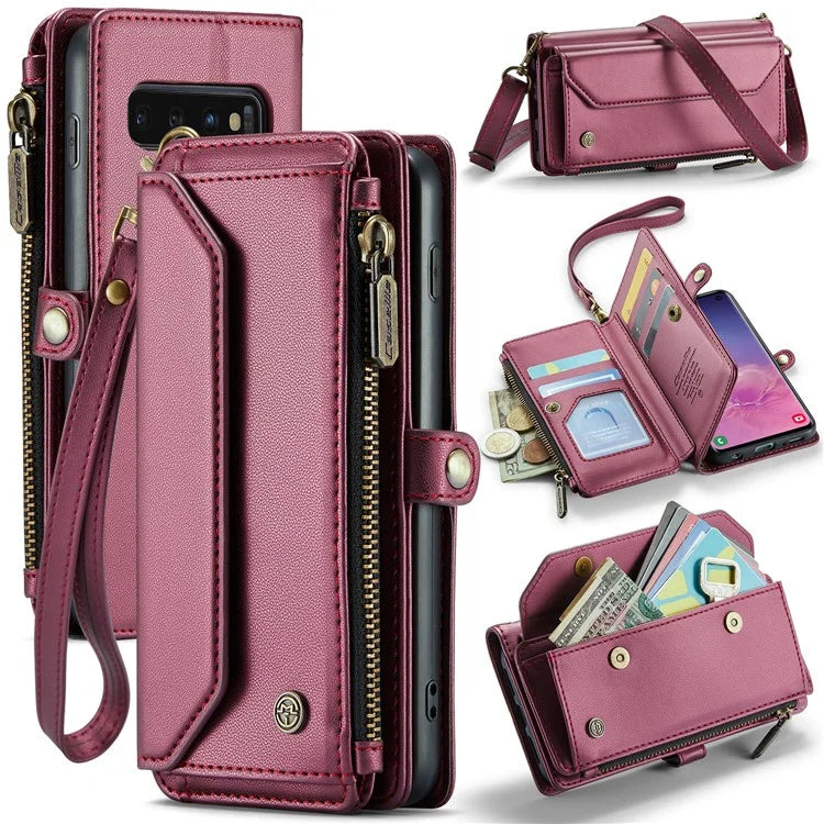 CASEME C36 Series For Samsung Galaxy S10 5G Case RFID Blocking PU Leather Zipper Phone Cover