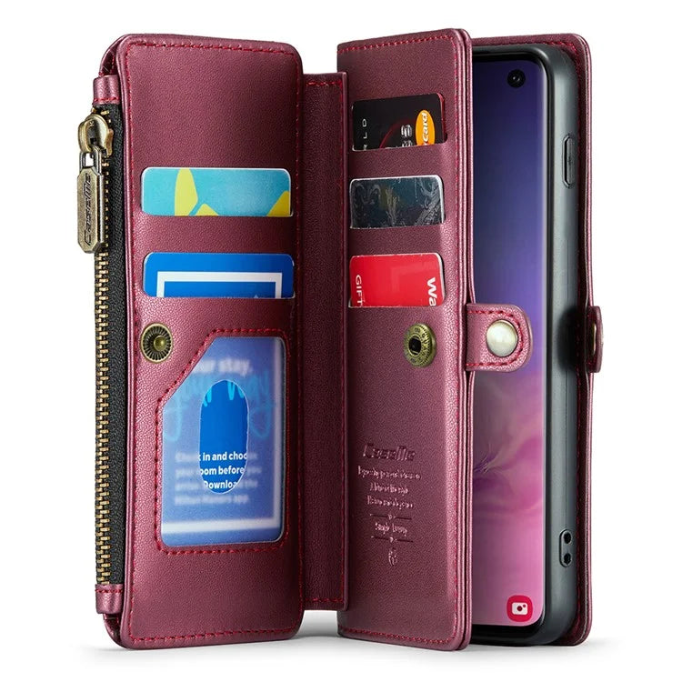 CASEME C36 Series For Samsung Galaxy S10 5G Case RFID Blocking PU Leather Zipper Phone Cover