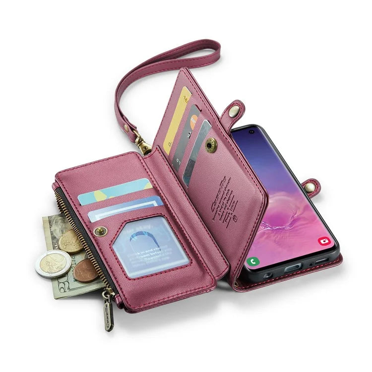 CASEME C36 Series For Samsung Galaxy S10 5G Case RFID Blocking PU Leather Zipper Phone Cover