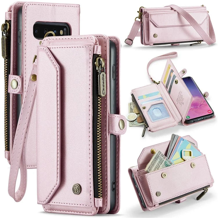 CASEME C36 Series For Samsung Galaxy S10 5G Case RFID Blocking PU Leather Zipper Phone Cover