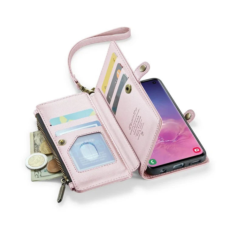 CASEME C36 Series For Samsung Galaxy S10 5G Case RFID Blocking PU Leather Zipper Phone Cover