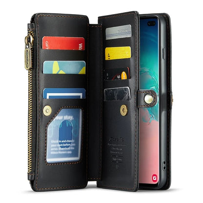 CASEME C36 Series For Samsung Galaxy S10 Plus Wallet Phone Case PU Leather Flip Cover with Straps
