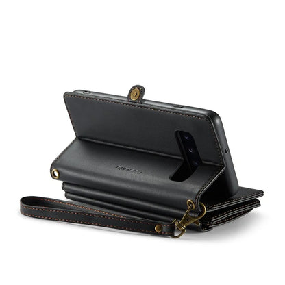 CASEME C36 Series For Samsung Galaxy S10 Plus Wallet Phone Case PU Leather Flip Cover with Straps