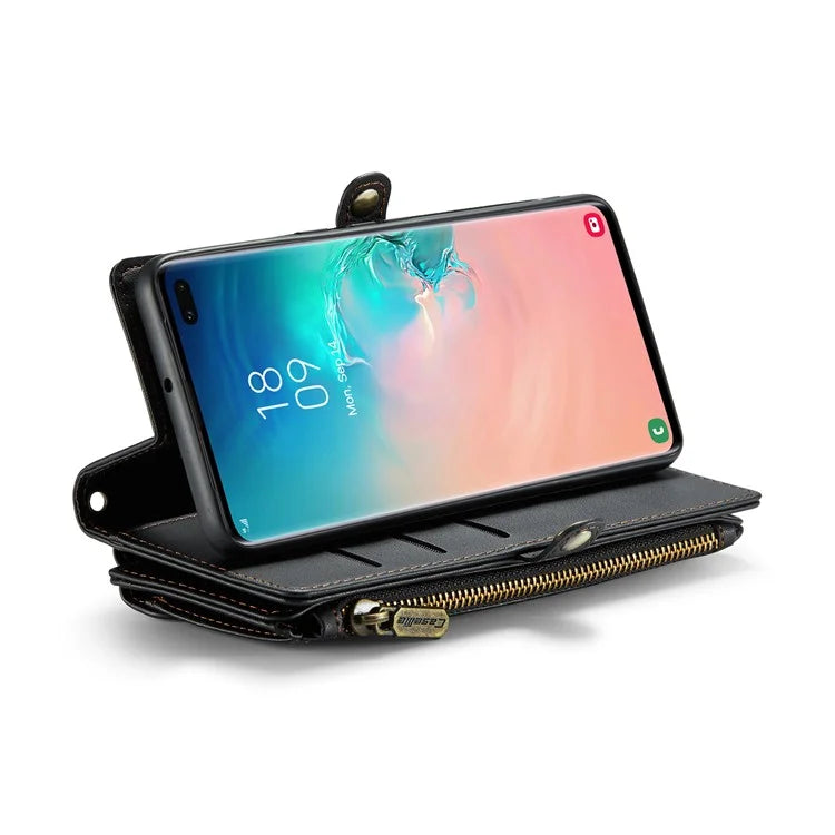 CASEME C36 Series For Samsung Galaxy S10 Plus Wallet Phone Case PU Leather Flip Cover with Straps