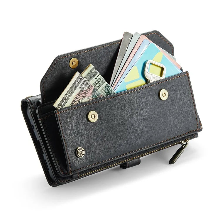 CASEME C36 Series For Samsung Galaxy S10 Plus Wallet Phone Case PU Leather Flip Cover with Straps