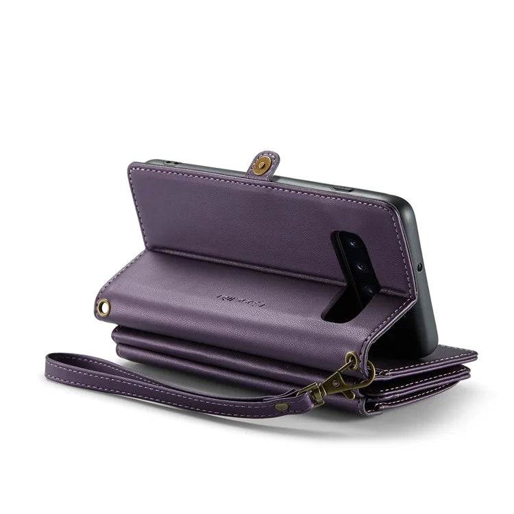 CASEME C36 Series For Samsung Galaxy S10 Plus Wallet Phone Case PU Leather Flip Cover with Straps
