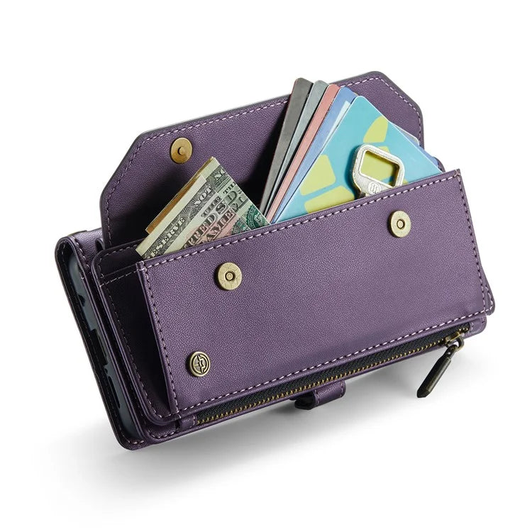 CASEME C36 Series For Samsung Galaxy S10 Plus Wallet Phone Case PU Leather Flip Cover with Straps